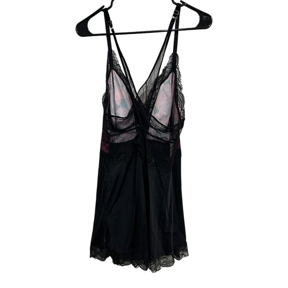 Soma Velvet Illusion Sleep Chemise Black Floral Lace Nightgown Sz XL Sexy Witchy - Picture 3 of 11